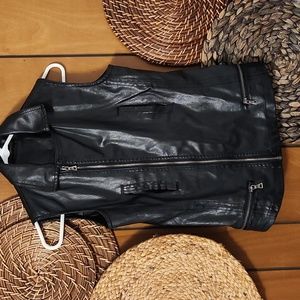 Wet Seal Y2K black faux leather vest with asymmetrical zipper closure size small